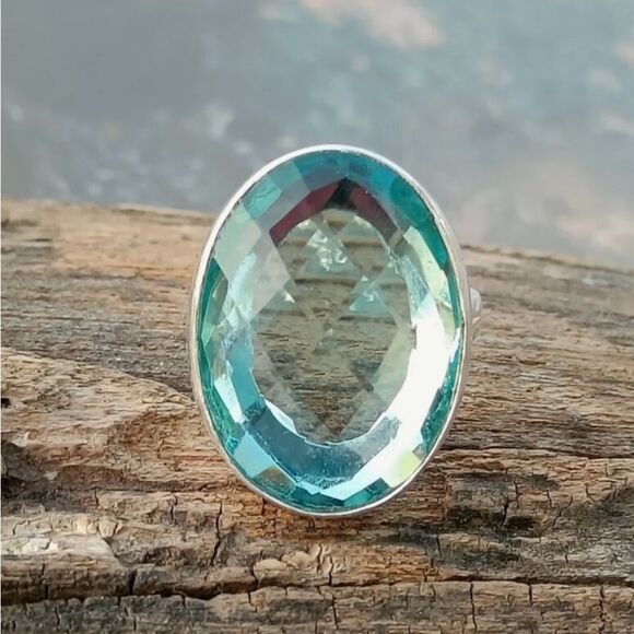 🩶 NEW Stunning fashionable sea foam green CZ ring 🩶 - Picture 4 of 6